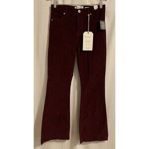 RE Generation Junior Size 7 Pants Flower High Rise Flare Corduroy Burgundy NWT